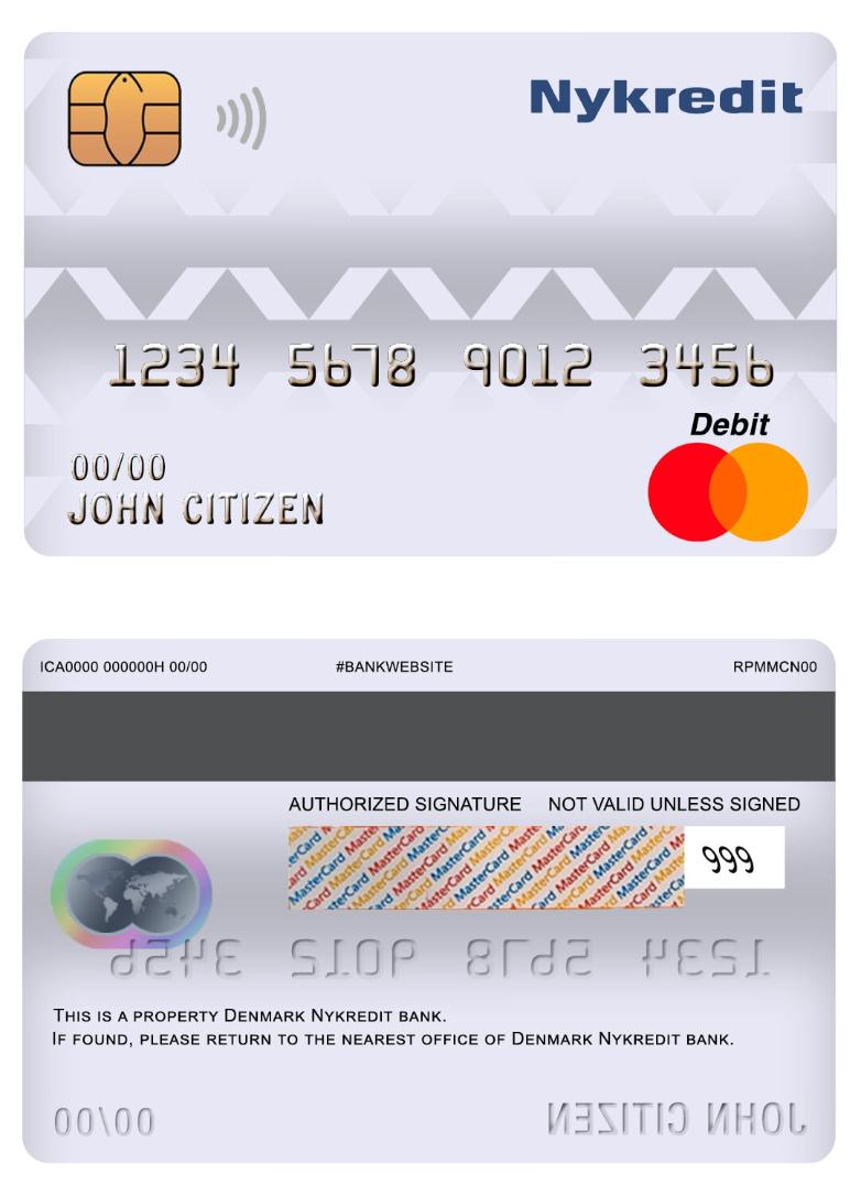 Denmark Nykredit bank master debit card